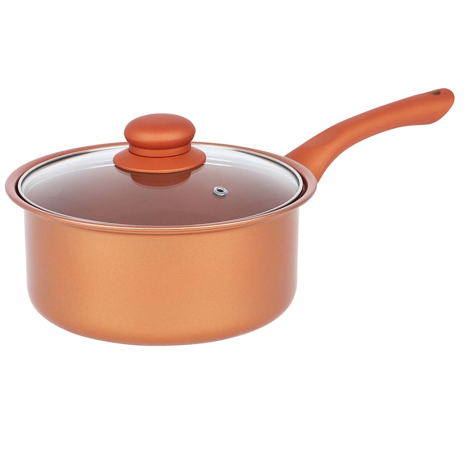 image 1 of Gr8 Home Copper 8 Pcs Carbon Steel Non Stick Cookware Set Frying Pan Saucepan With Lids