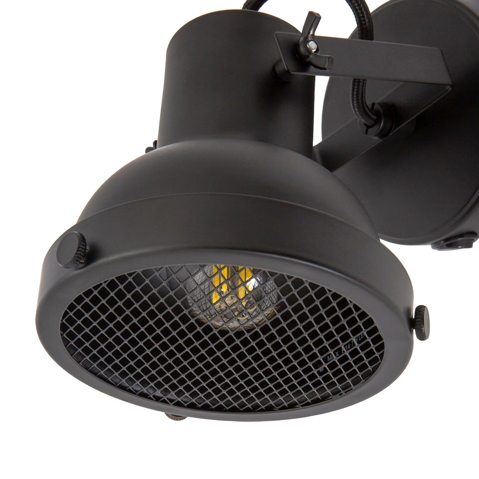 image 1 of Vintage and Industrial Matte Black Spot Wall Light Fitting with Grill