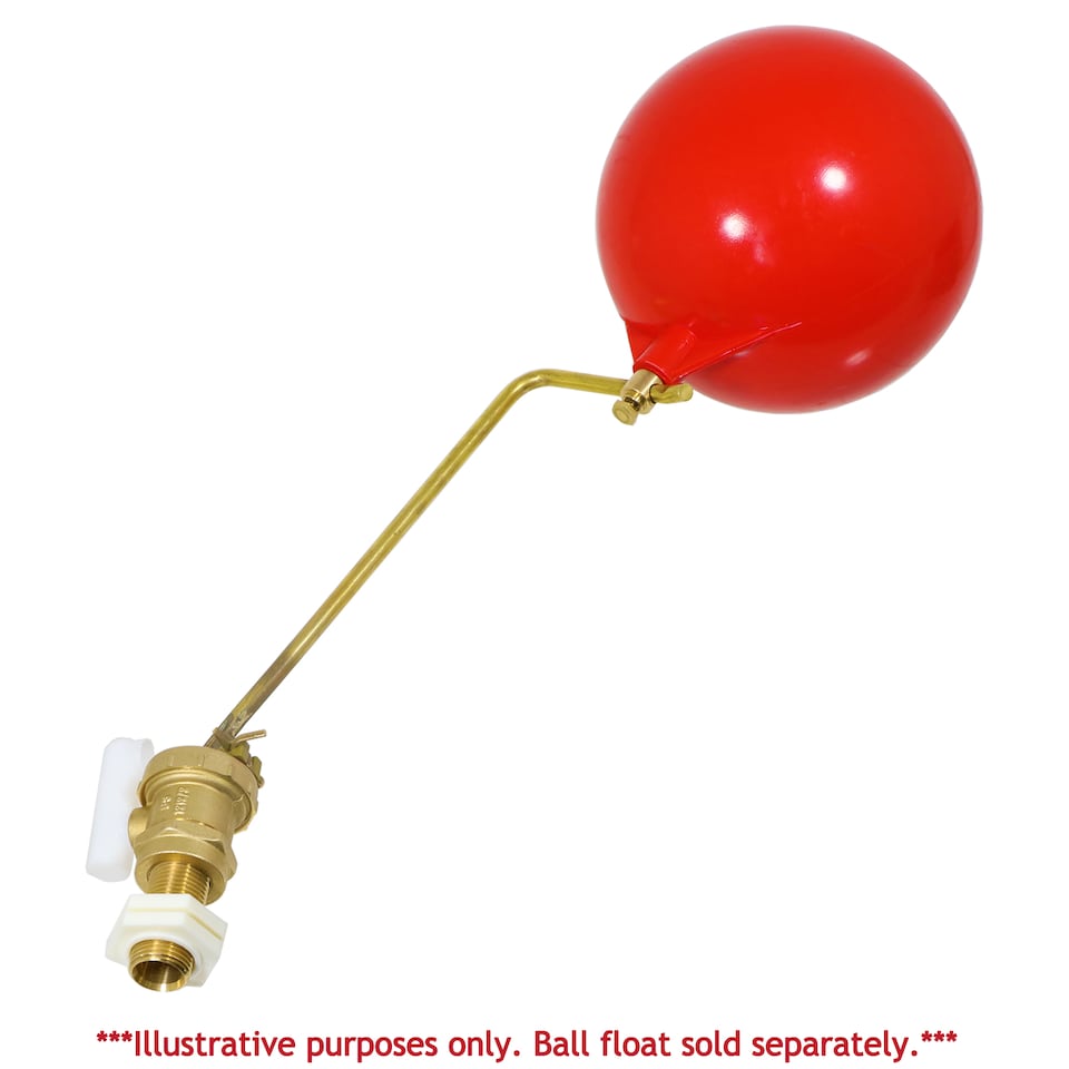 image 1 of SPARES2GO 1/2" Ball Valve Part 2 Low Pressure Side Entry Toilet Cistern BS1212/2 Ballcock Float Arm