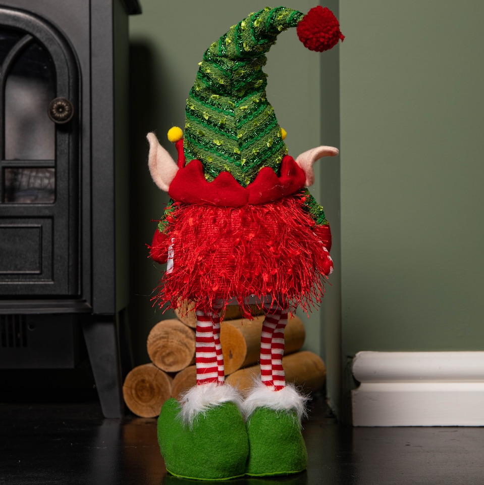 image 1 of 46cm Battery Operated Light up Standing Christmas Elf Gonk with Warm White LEDs
