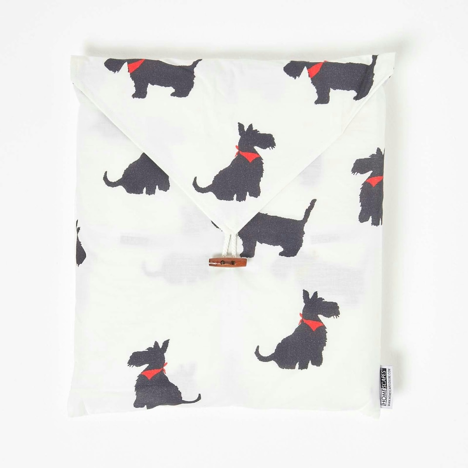 image 1 of Homescapes Scottie Dog Digitally Printed Cotton Duvet Cover Set - Super King | White | Super King
