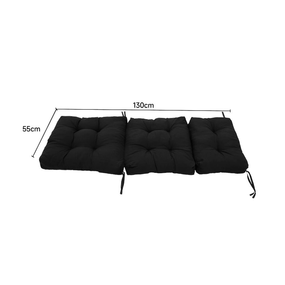 image 1 of Living and Home Adirondack Patio Chair Cushion, 130x55cm, Black