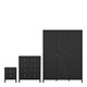image 1 of Barcelona 3 Piece Bundle, Bedside, Chest and 3 Door Wardrobe in Matt Black