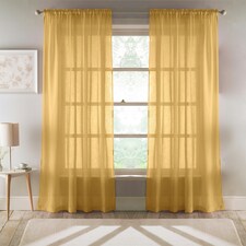 Pair of Eden Ochre 100% Recycled Voile Panels 122 cm (48 inch) Rod Pocket Panels for Bedroom and Living Room