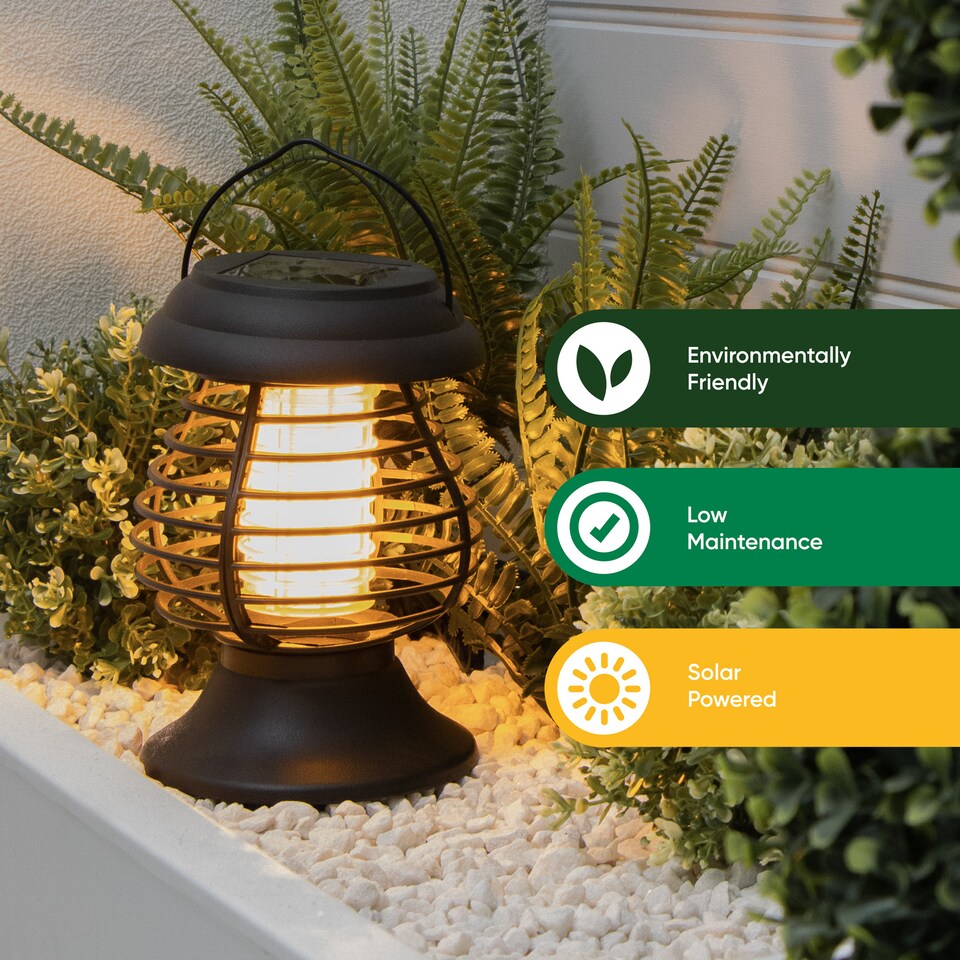 image 1 of Gardenwize Solar Flame Lantern & Bug Zapper Garden Light
