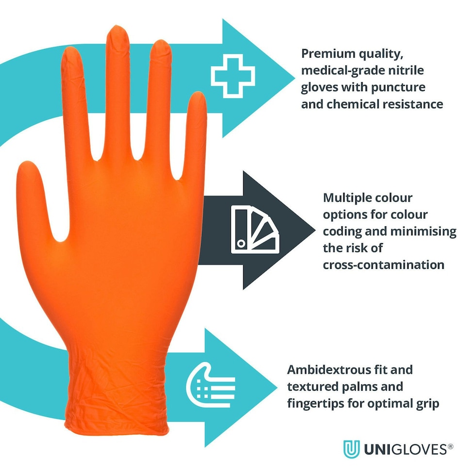 image 1 of Unigloves Orange Pearl Box of 100 Nitrile Gloves