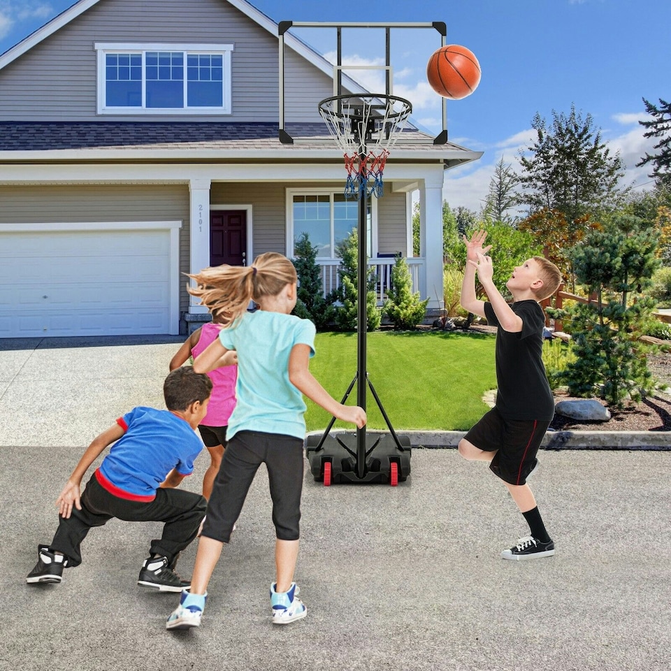 image 1 of COSTWAY Portable Basketball Hoop Backboard Basketball Black | Standard
