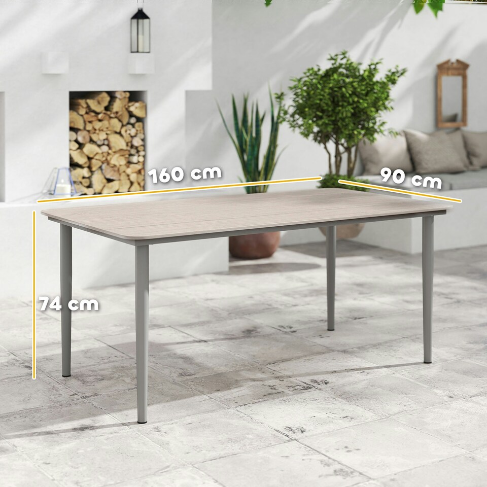 image 1 of Outsunny Garden Table with Rust Resistant Metal Frame, Light Grey Grey | Light Grey