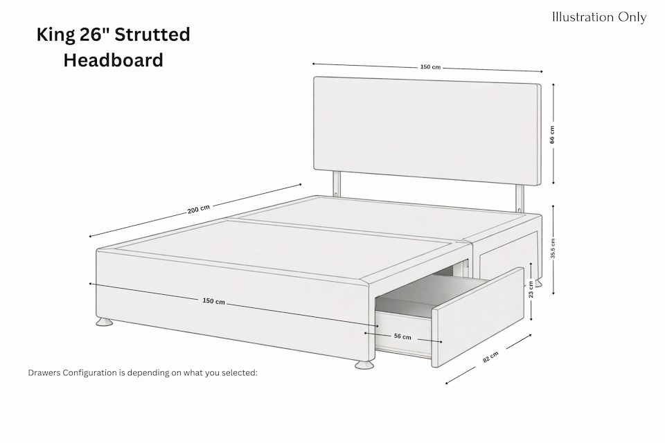 image 1 of Sloomy Alabama Graphite Dumfries Divan Bed Base 2 Drawers Same Side With 26 Inch Strutted Headboard | Grey | Graphite | King | 1
