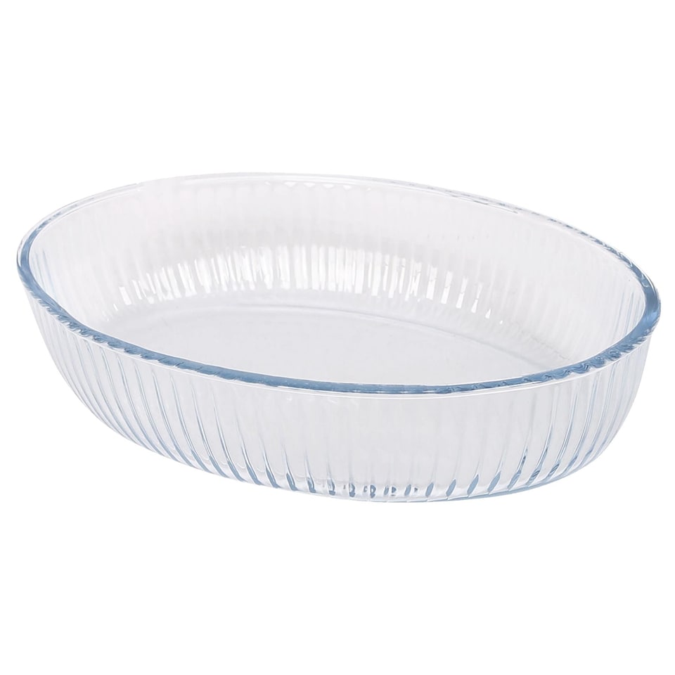 image 1 of Argon Tableware Optical Oval Glass Oven Dish - 35cm x 24cm | Clear | Clear | 35cm x 24cm