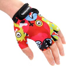 Meteor Kids Bike Gloves – Breathable, Non-Slip, Padded for Comfort & Safety Red | Monster | JR M