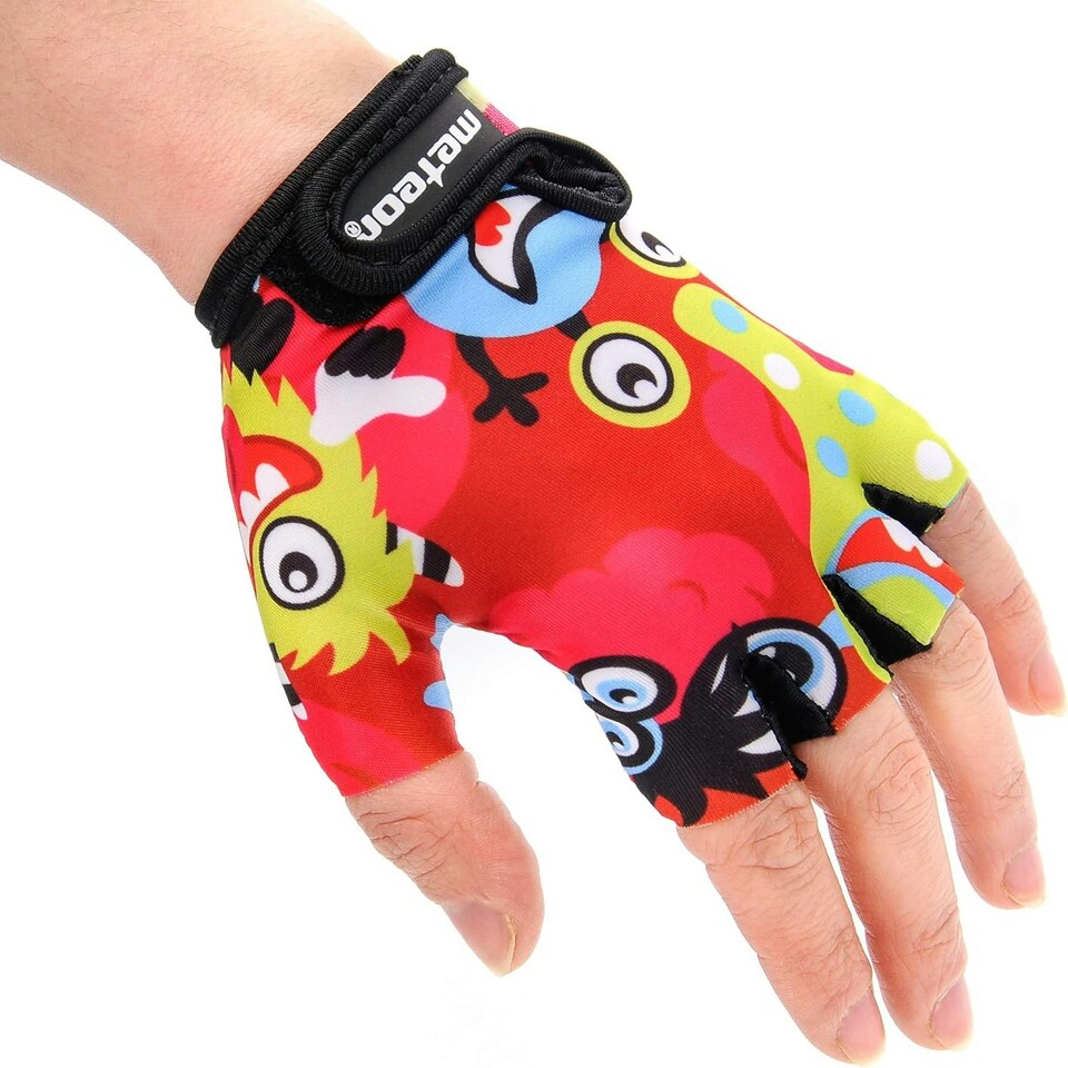 image 1 of Meteor Kids Bike Gloves – Breathable, Non-Slip, Padded for Comfort & Safety Red | Monster | JR M