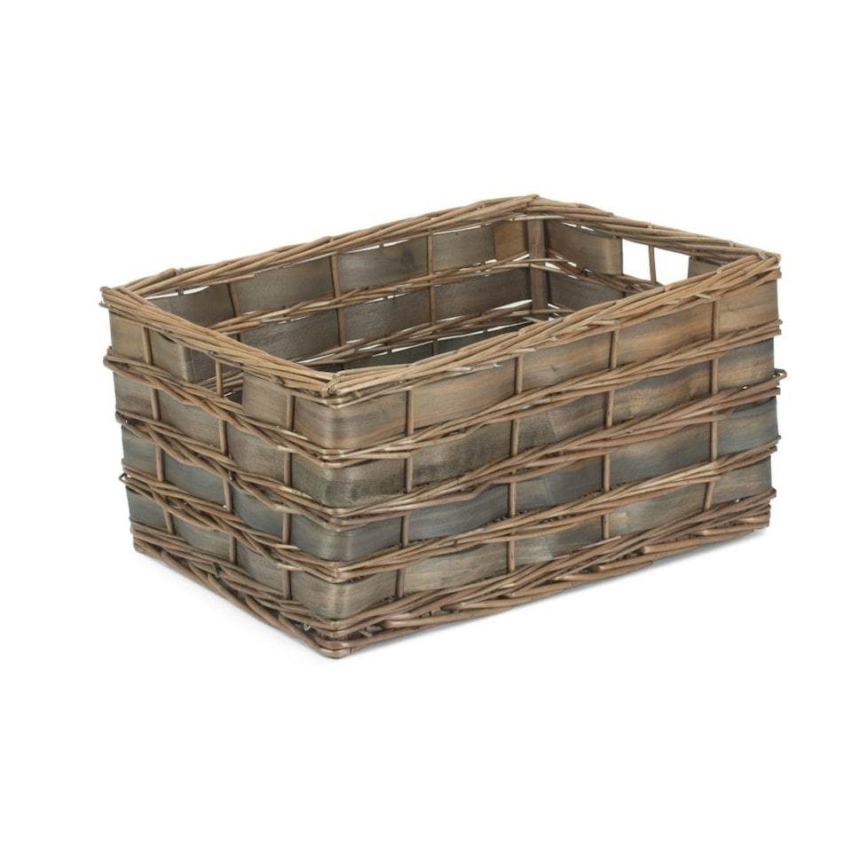 image 1 of Unlined Small Grey Scandi Storage Basket | Grey | Grey