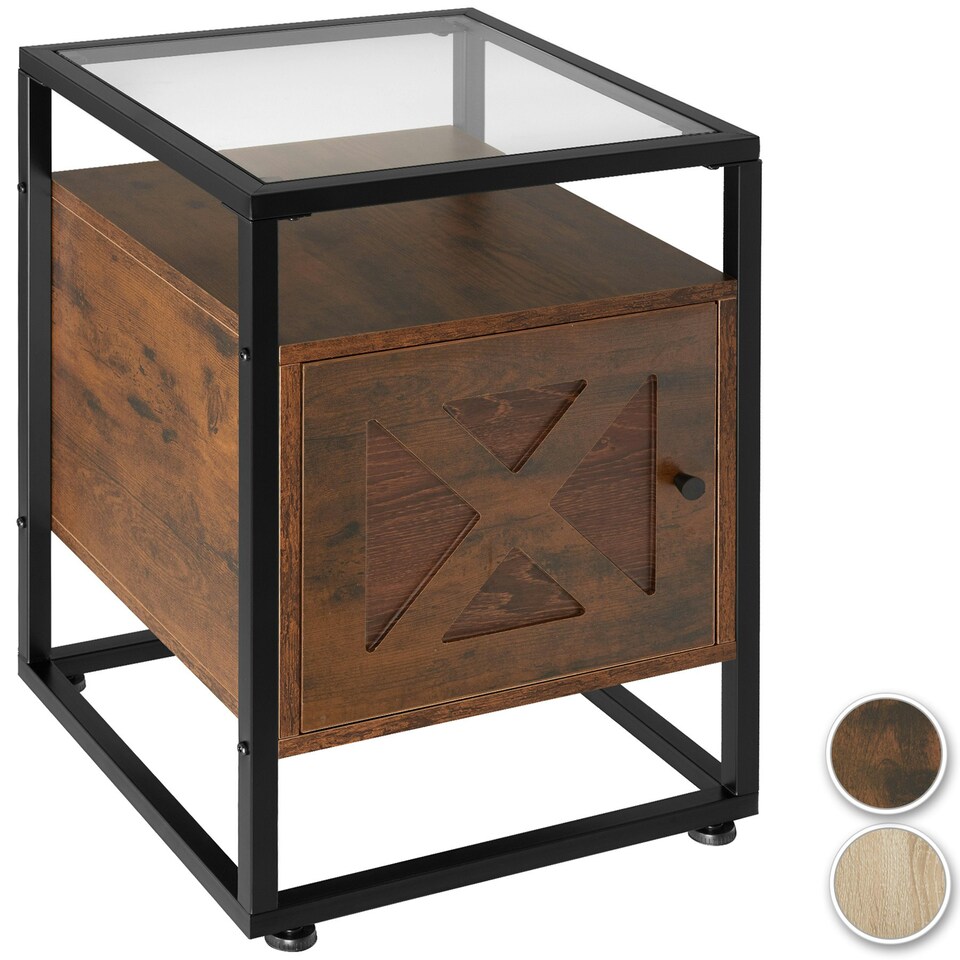 image 1 of Bedside table Kidderminster 40x43x60.5cm with shelf & cupboard Brown | Light Wood