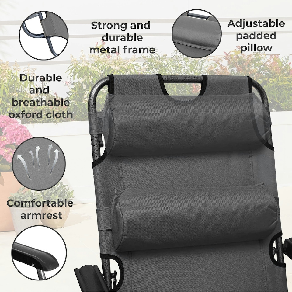 image 1 of Neo Grey Pair of 2 In 1 Sun Lounger Chairs Set | Multi