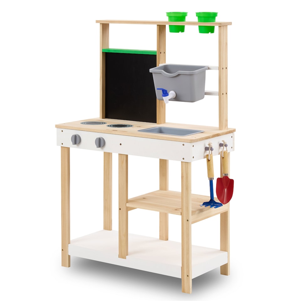 image 1 of Teamson Kids Mud Kitchen Outdoor Wooden Play Kitchen with Accessories