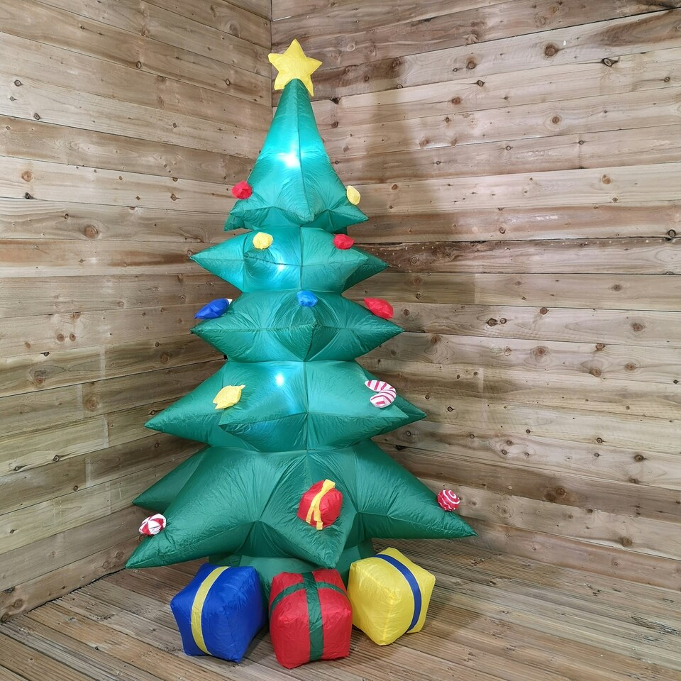 image 1 of Premier 2.4M Inflatable Outdoor LED Light Up Christmas Tree with Parcels