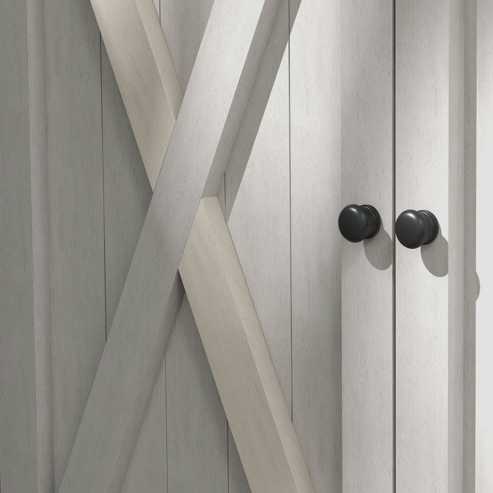 image 1 of Outsunny Wooden Garden Storage Shed, Tool Cabinet Organiser with Shelves and Double Door, 110 x 55 x117cm, Light Grey