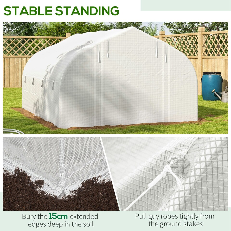 image 1 of Outsunny 4 x 3(m) Walk-in Tunnel Greenhouse, Roll Up Sidewalls, Mesh Door