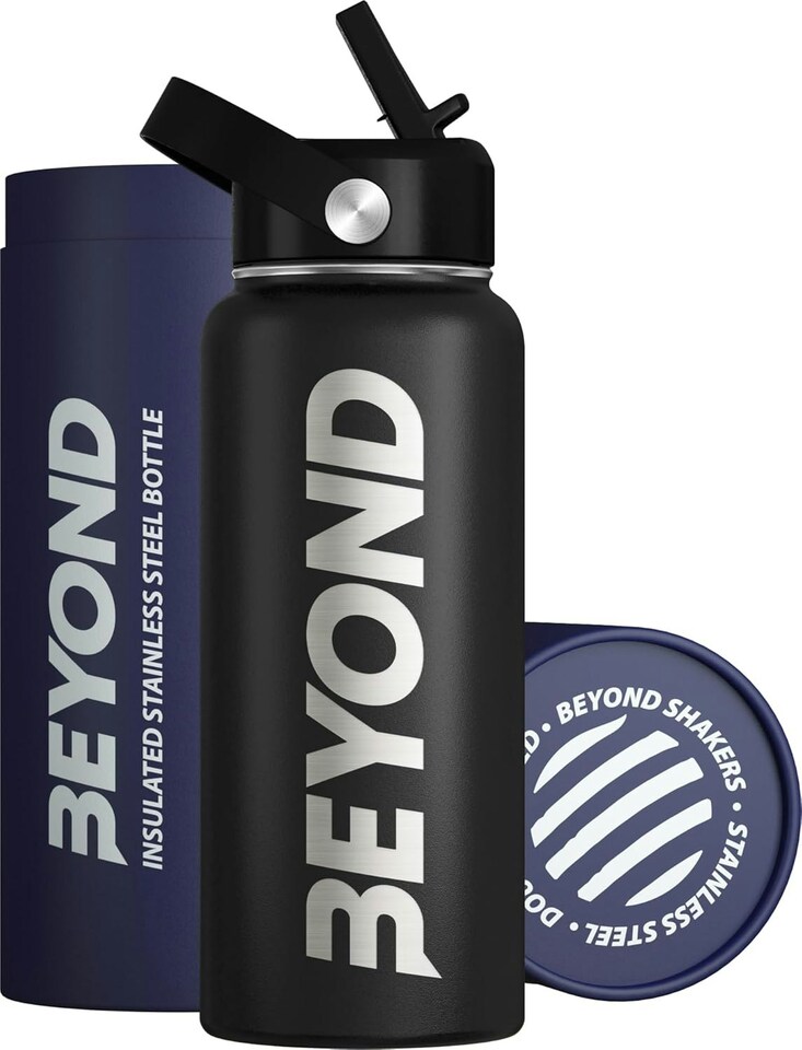 image 1 of Insulated Stainless Steel Water Bottle - Black | Black | 1L