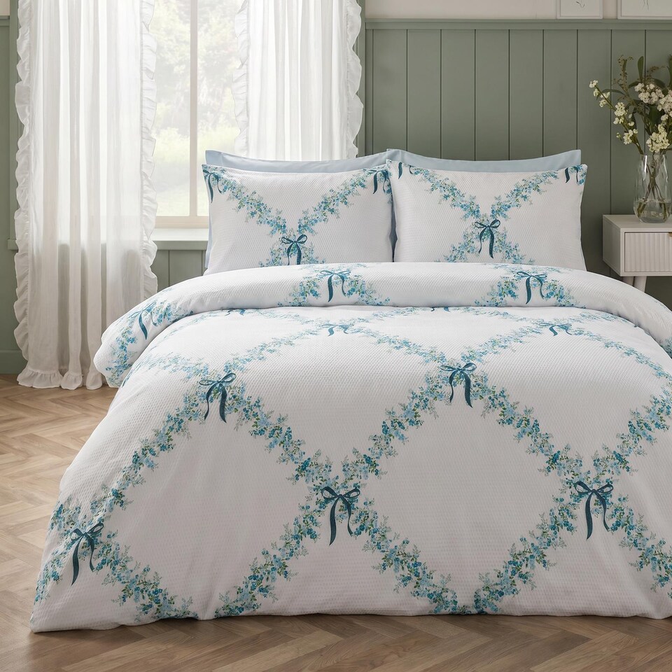 image 1 of OHS Botanics Embossed Bedding Set Waffle Duvet Cover with Pillowcase