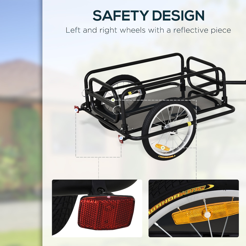 image 1 of HOMCOM Bicycle Cargo Trailer for Shop Luggage Storage Utility w/ Hitch