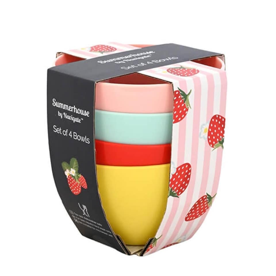image 1 of Summerhouse by Navigate Strawberries & Cream Set of 4 Bowls