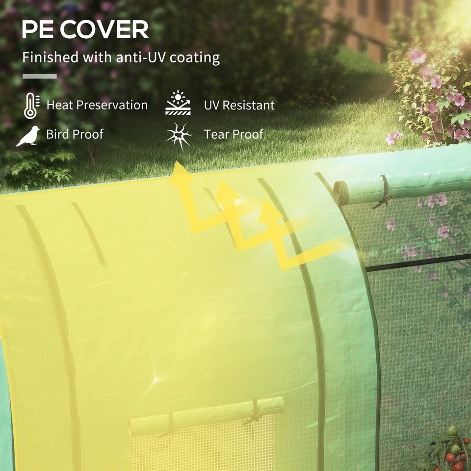 image 1 of Outsunny Tomato Greenhouse with 2 Roll-up Doors, 185 x 94 x 150cm, Green