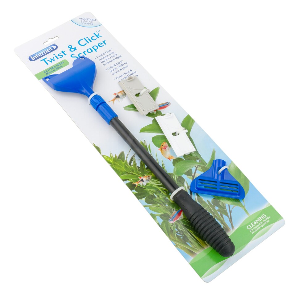 Interpet Twist & Click Aquarium Scraper with Adjustable Handle