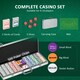 image 4 of SPORTNOW 500-Piece Poker Chips Set with Aluminium Case, Holdem Poker Set with Mat, 11.5g Numbered Poker Chips, Two Decks of Cards, Dealer, Five Dices