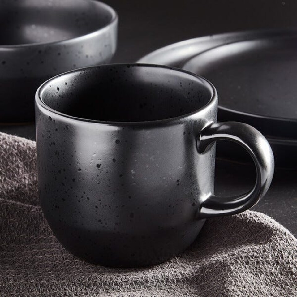 image 1 of Barbary & Oak Luna 16 Piece Dinnerware Set Black