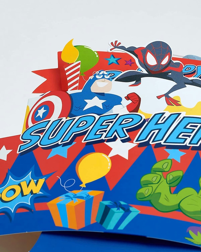 image 1 of Fun Hero Pop-Up Design Marvel Birthday Boy Card
