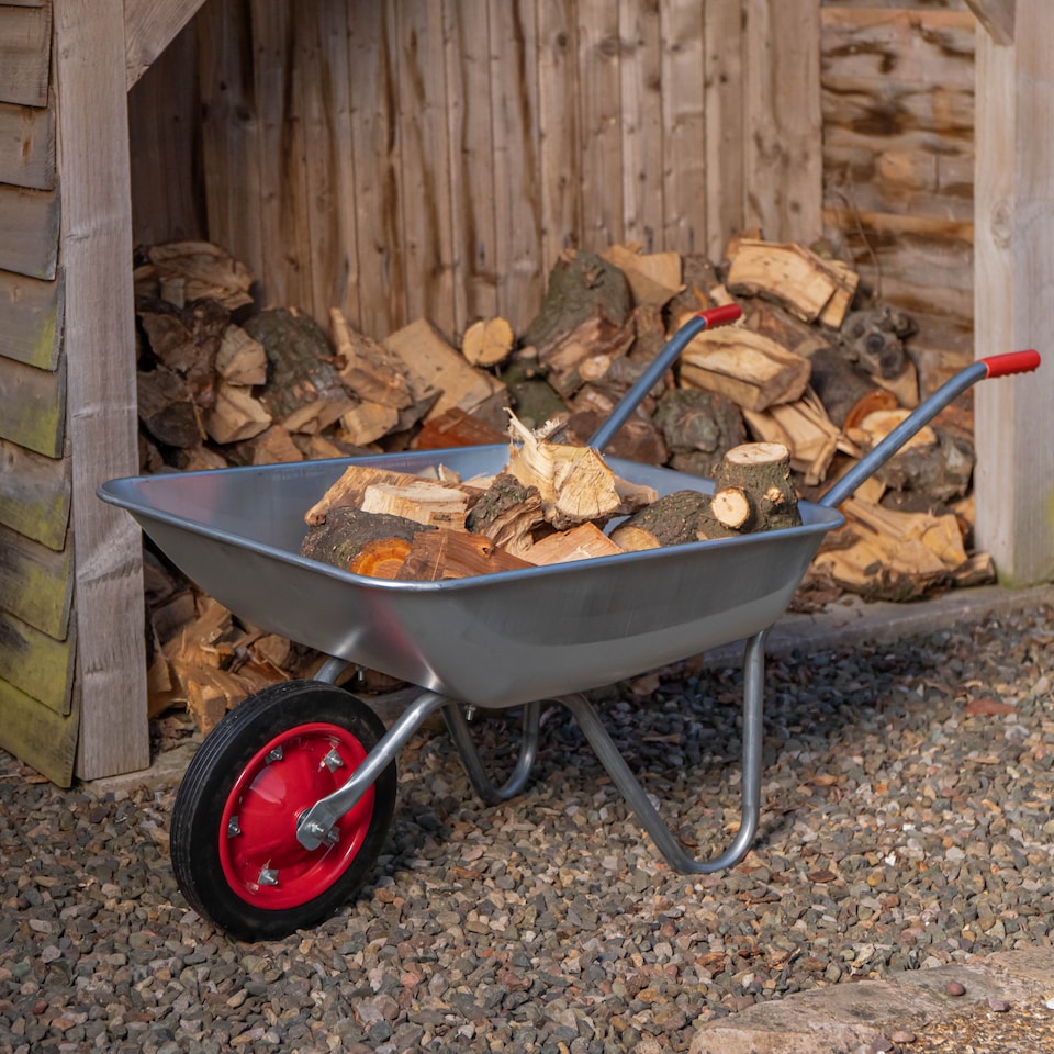image 1 of 65 Litre 60kg Capacity Galvanised Samuel Alexander Metal Garden Wheelbarrow with Solid Puncture Proof Tyre