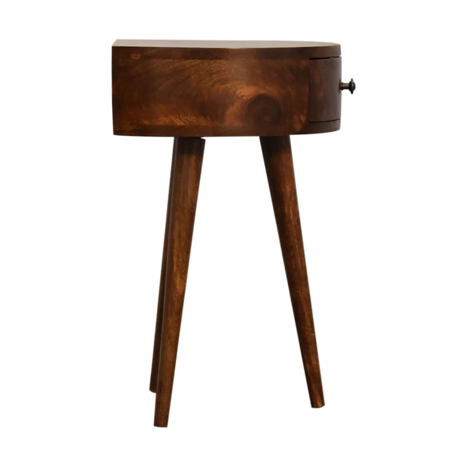 image 1 of Artisan Furniture Solid Wood Chestnut Semi Circle Bedside