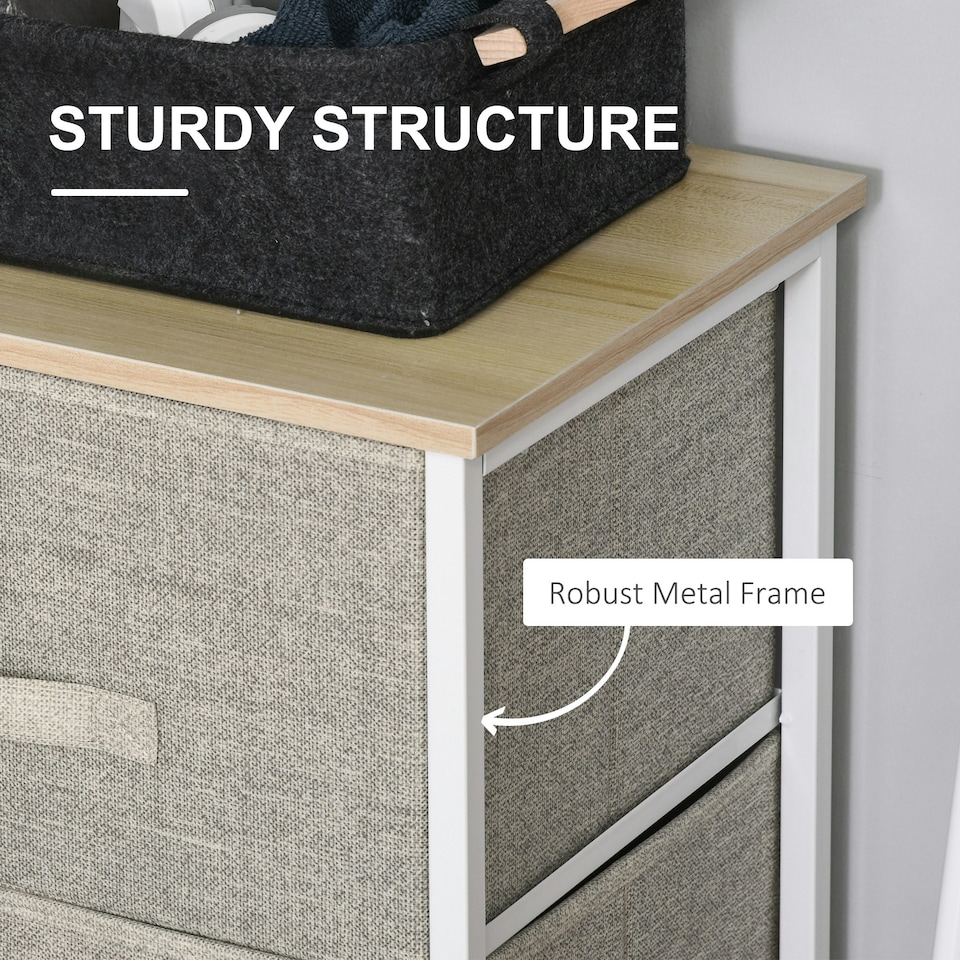 image 1 of HOMCOM 3-Tier Storage Dresser Tower with Adjustable Feet Steel Frame