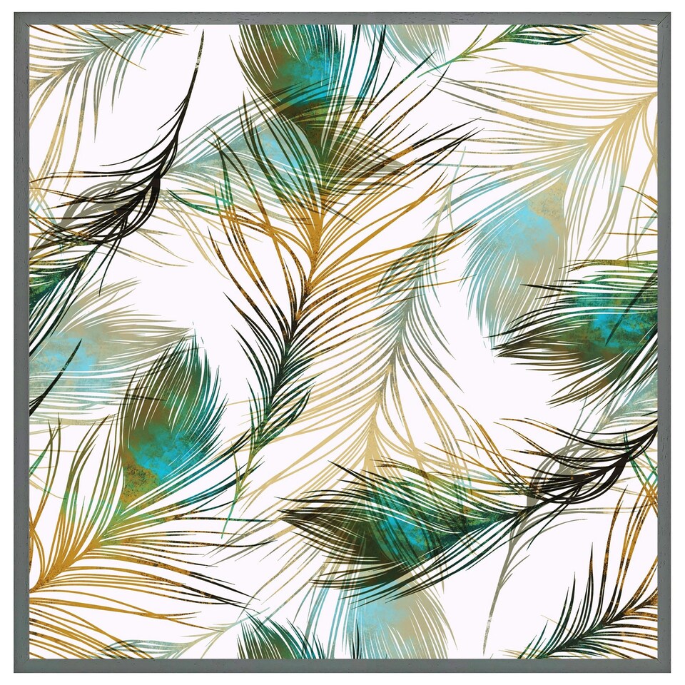 image 1 of Imprints peacock feathers (Picutre Frame) White | XL