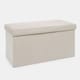 image 3 of OHS Matte Velvet Soft Long Rectangle Foldable Footstool Seat Storage Organiser Ottoman Cream | Natural