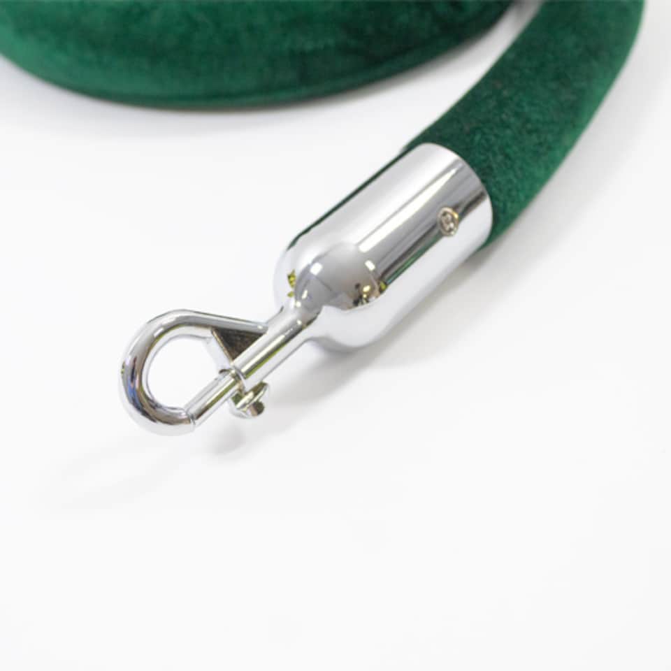 image 1 of Dark Green Velvet Rope with Chrome Hooks