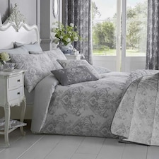 Homescapes French Toile Patterned Duvet Cover Set, King | Grey