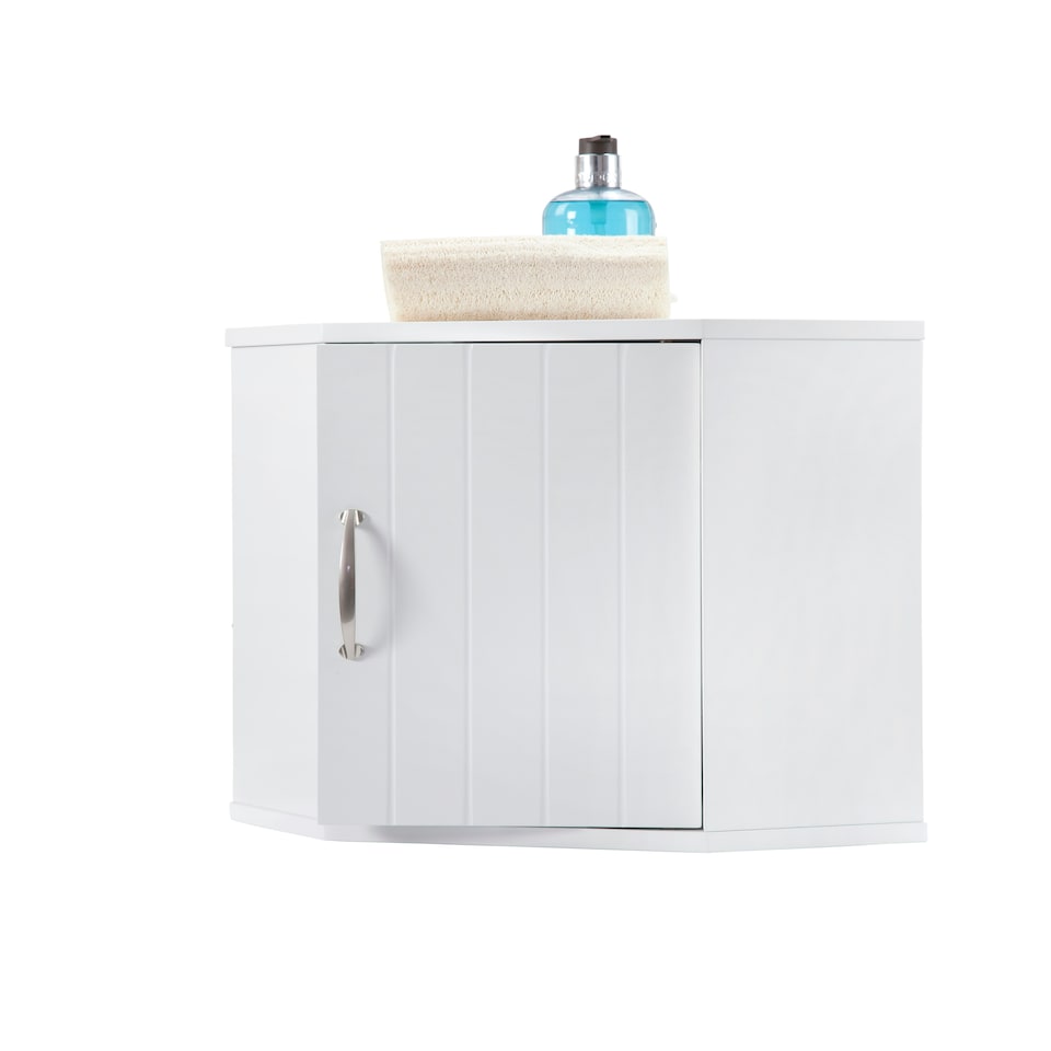 image 1 of Elegant Brands Salcombe White Wooden Bathroom Corner Cabinet White
