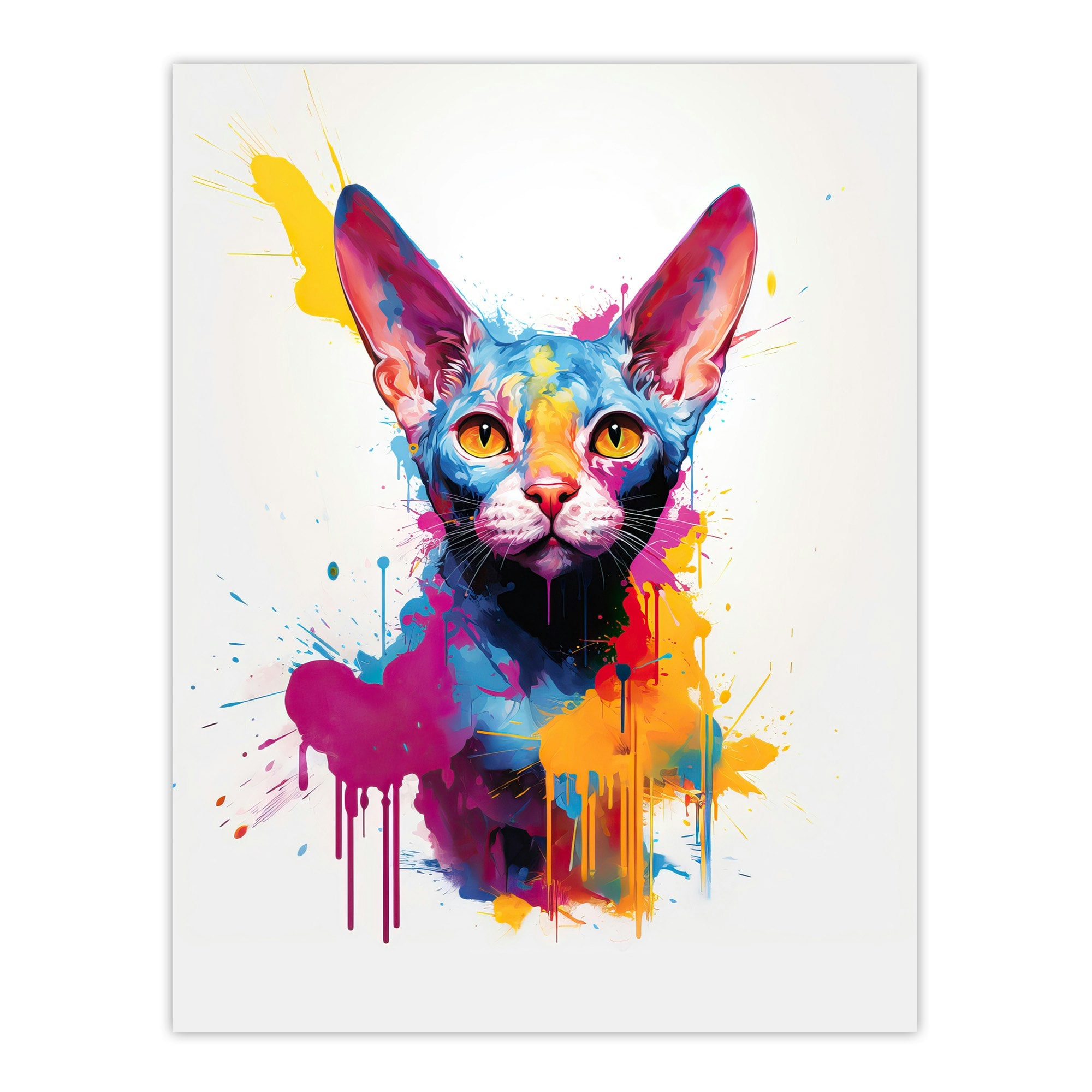 Devon Rex Cat Lover Gift Pet Portrait Purple Black Framed Wall Art