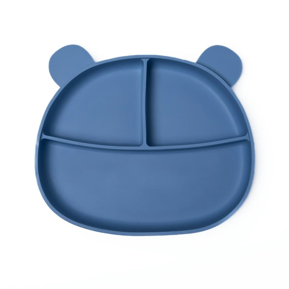 image 1 of Callowesse Silicone Divided Baby Suction Plate | BPA-Free | Dishwasher Safe | Microwave Safe Blue