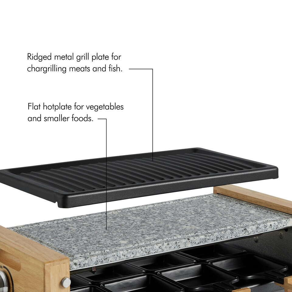 image 1 of VonShef Raclette Grill Stone Electric for 8 Person 1200W