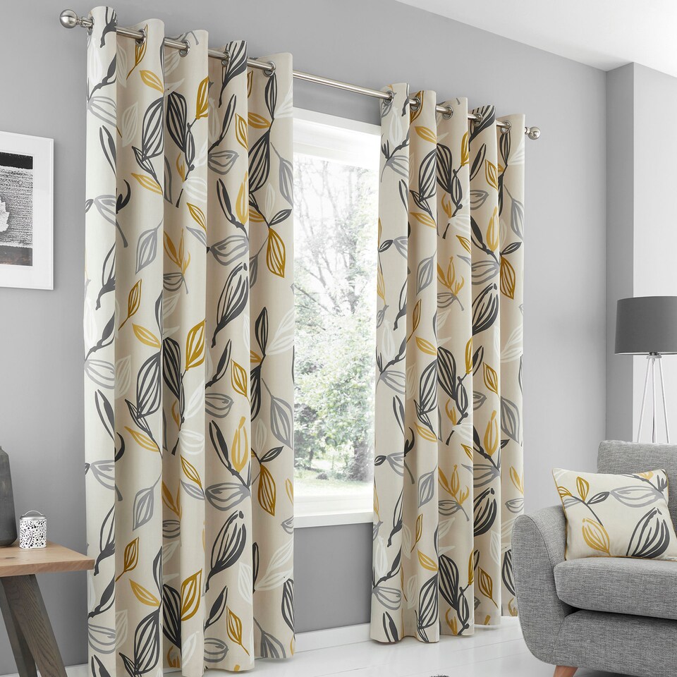 image 1 of Fusion Ensley Eyelet Curtains Ochre