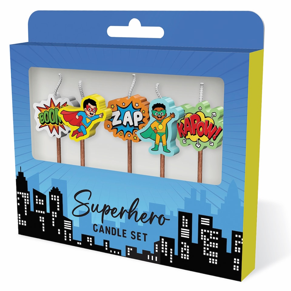 image 1 of Kids Comic Superhero Birthday Candles Set