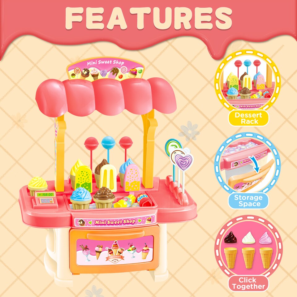 image 1 of Mini Sweet Shop Toy Set with 17 Colourful Dessert Pieces for Imaginative Play
