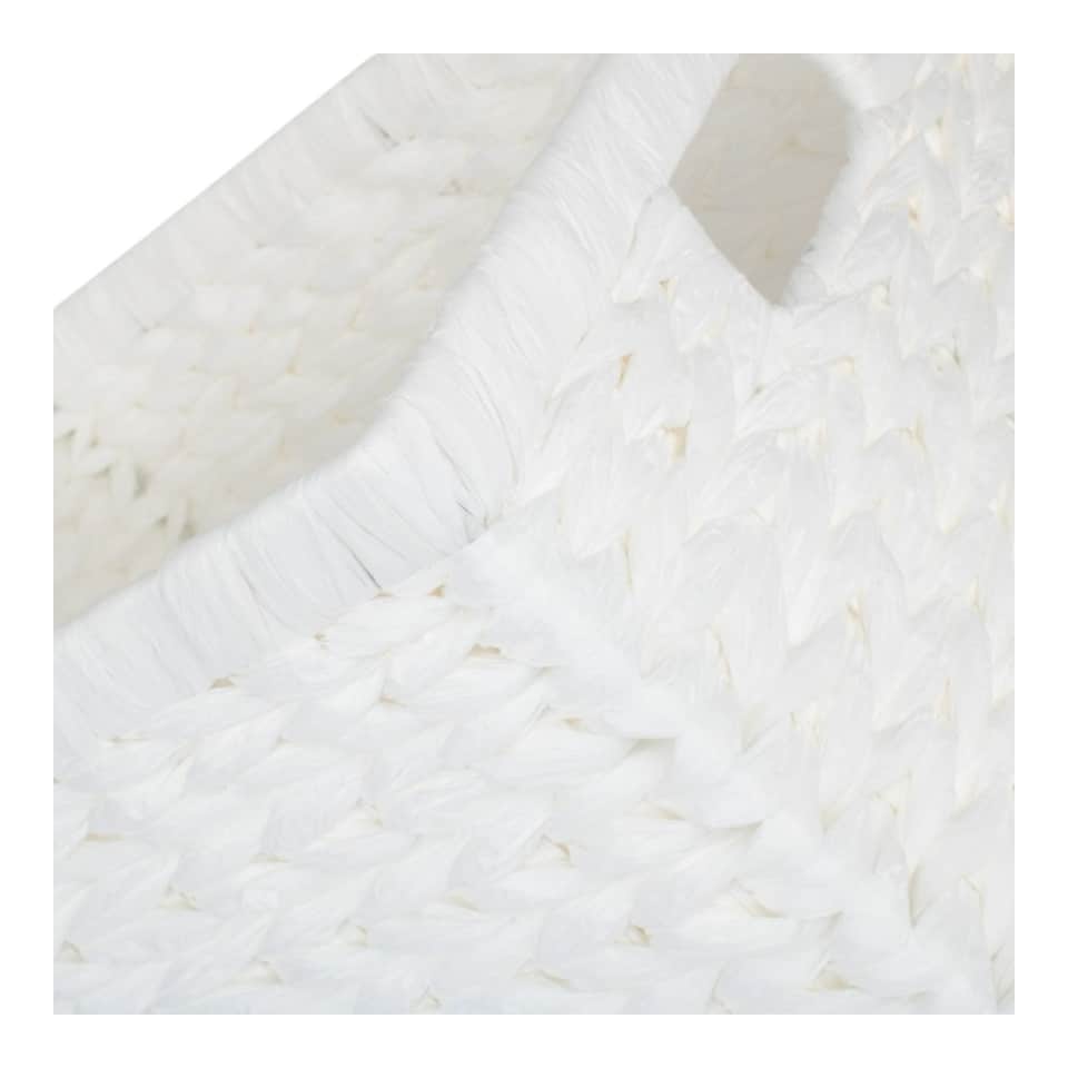 image 1 of Set of 3 White Paper Rope Rectangular Storage Basket | White | White | Not provided