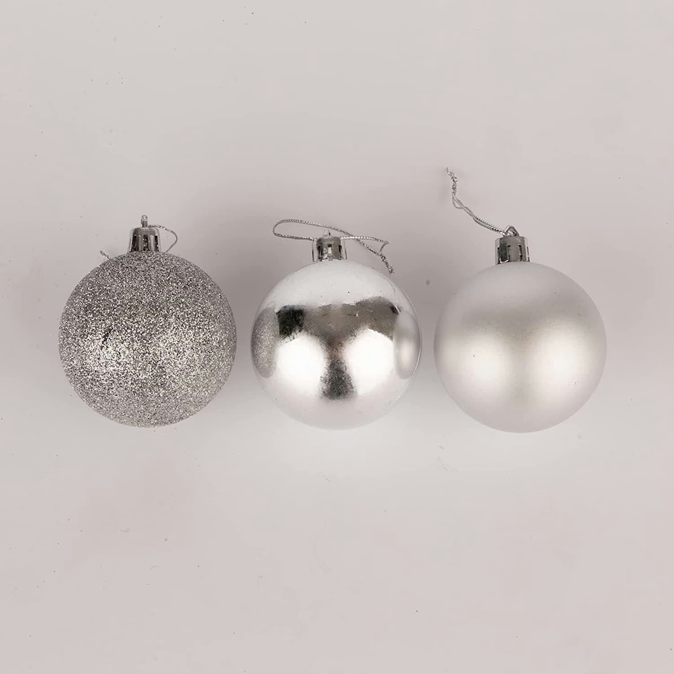 image 1 of 60mm/18Pcs Christmas Baubles Shatterproof Silver,Tree Decorations