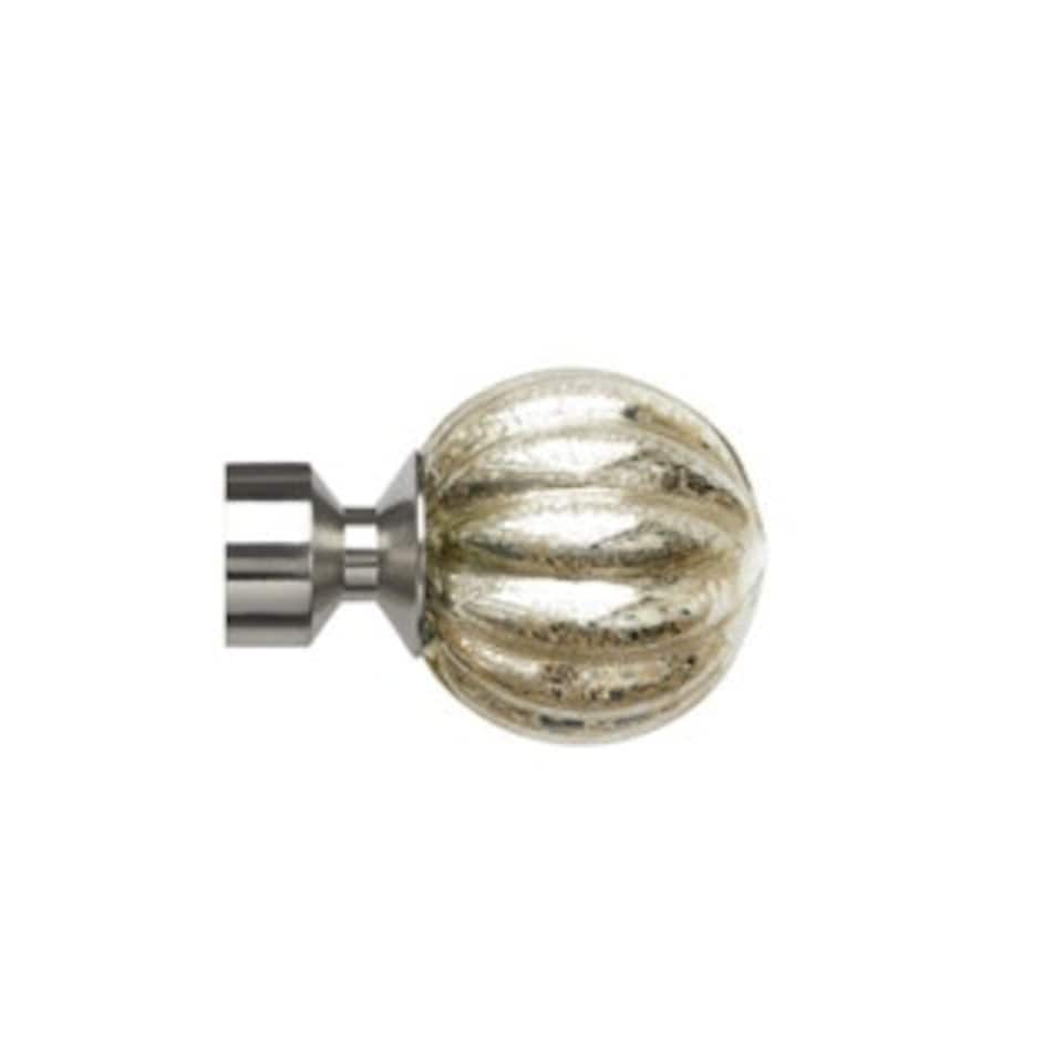 image 1 of 25-28mm Dynasty End Satin Silver Metal Curtain Pole Set 200 - 380cm Silver | Silver