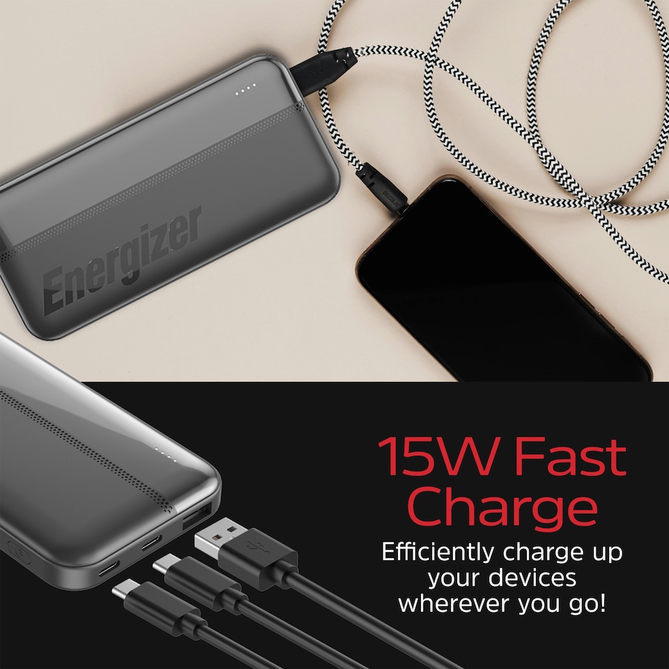 image 1 of Energizer 10mAh USB-C Power Bank Black